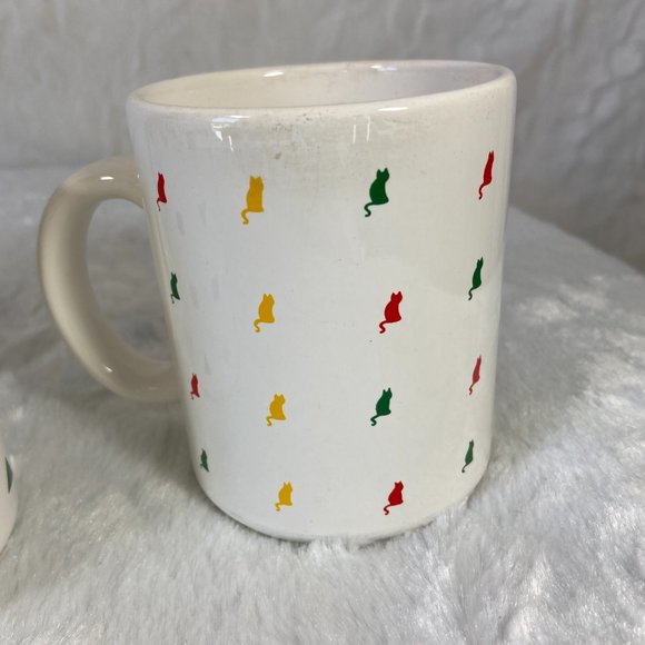 Set of 4 Geometric shape all over print mugs Brazil Star Moon Cats Geo Shapes - Picture 12 of 15